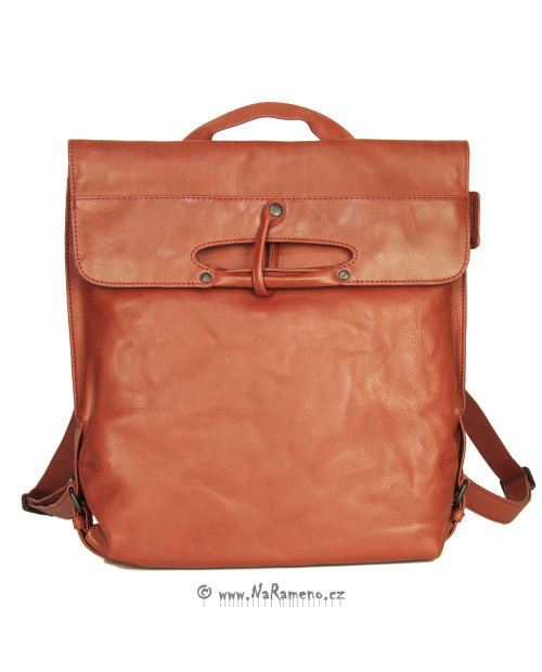 Dámský červený kožený kabelko-batoh na notebook Mrs. Apple Strudel od Aunts and Uncles