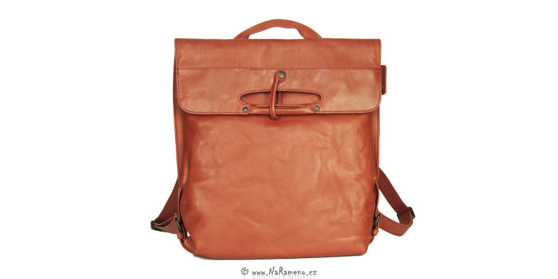 Dámský červený kožený kabelko-batoh na notebook Mrs. Apple Strudel od Aunts and Uncles