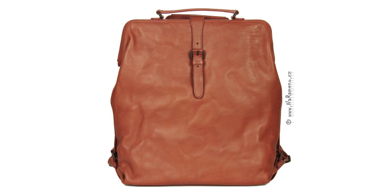 Multifunkční batoh-kabelka Aunts and Uncles s rámem Mrs. Sprinkle Tart z pravé červené kůže