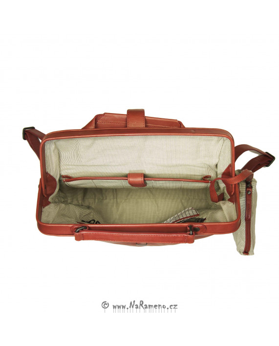 Multifunkční batoh-kabelka Aunts and Uncles s rámem Mrs. Sprinkle Tart z pravé červené kůže