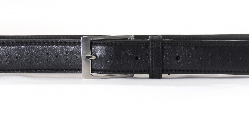 Pásek HIDESIGN zdobený perforací Alexis černý, vel. 40" (XL) - obvod pasu cca 98-110 cm