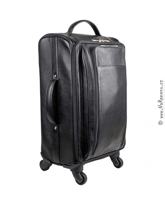 Kožené cestovní zavazadlo HIDESIGN na 4 kolečkách Alamo černý