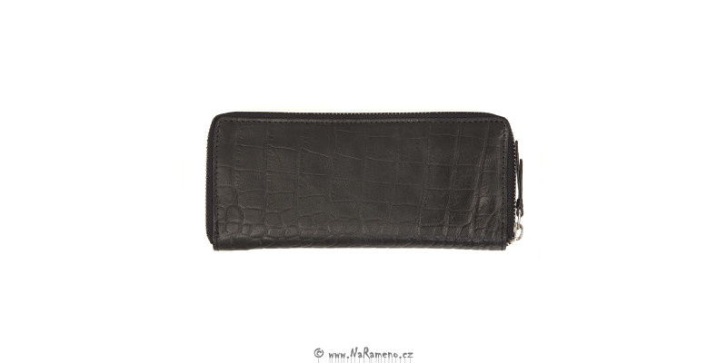 Černá dámská peněženka HIDESIGN na obvodový zip s krokodýlím vzorem 525