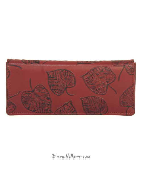 Červená dámská peněženka HIDESIGN zdobená listovým embosováním 3D EM-01