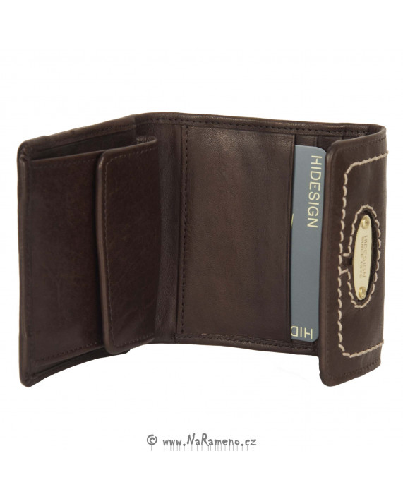 Malá dámská hnědá kožená peněženka HIDESIGN na patent Orsay W1 (557)