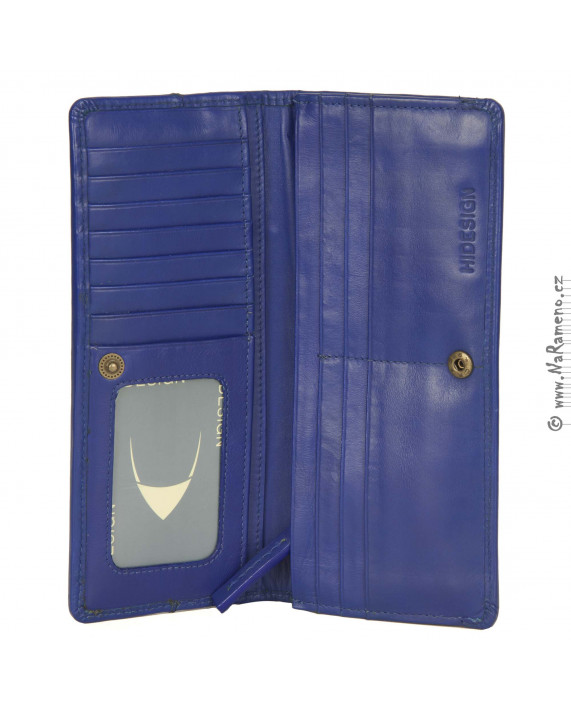 Dlouhá dámská modrá peněženka HIDESIGN na karty a peníze P-102